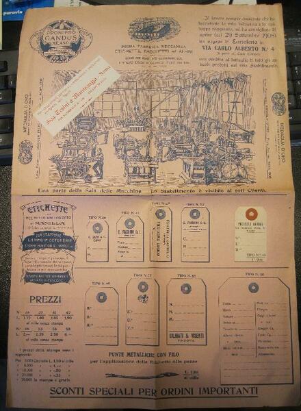 Prospero Gandus, Milano. Prima fabbrica meccanica etichette, sacchetti ed affini. …