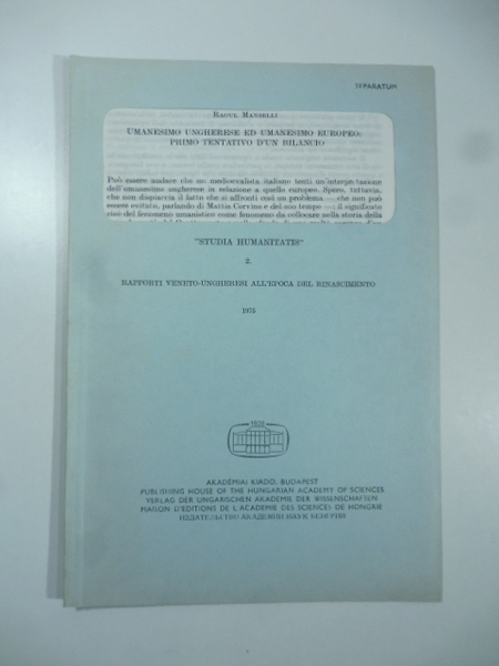 Estratto da "Studia Humanitatis" - Rapporti veneto-ungheresi all'epoca del Rinascimento