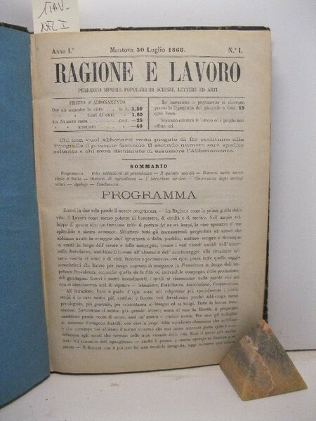Ragione e lavoro. Periodico mensile popolare di scienze, lettere ed …