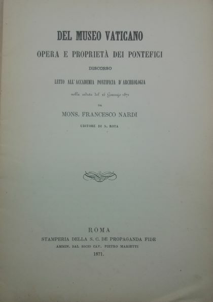 Del museo vaticano opera e proprieta' dei pontefici. Discorso letto …