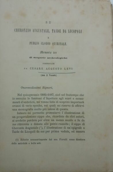 Su Cheronzio Augustale, Taide da Licopoli Publio Clodio Quirinale. Memorie …