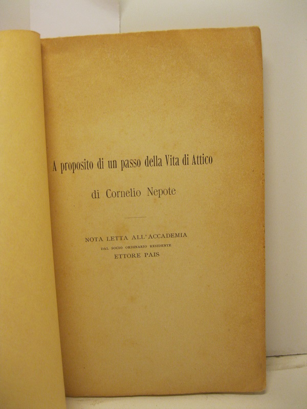A proposito di un passo della vita di Attico di …