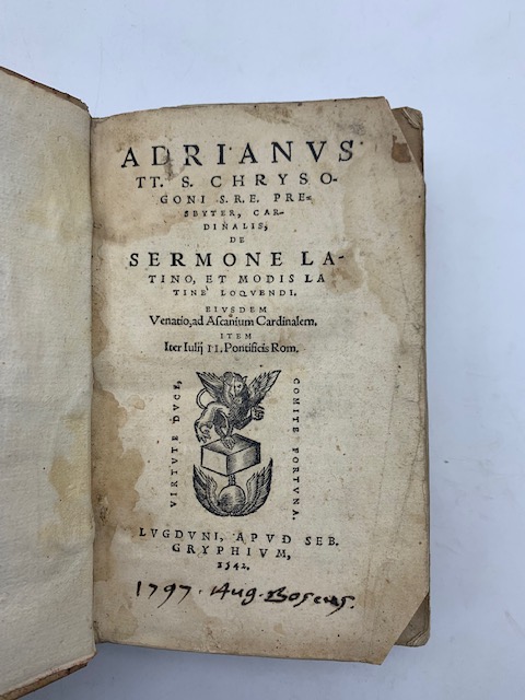 Adrianus TT. S. Chrysogoni presbyter, cardinalis De sermone Latino, et …