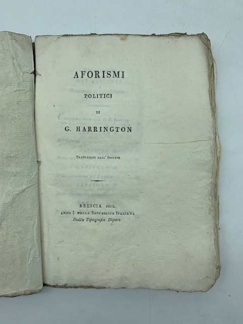 Aforismi politici di G. Harrington. Traduzione dall'Inglese
