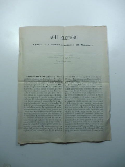 Agli elettori della 1o circoscrizione di Caserta. (Estratto dal dizionario …