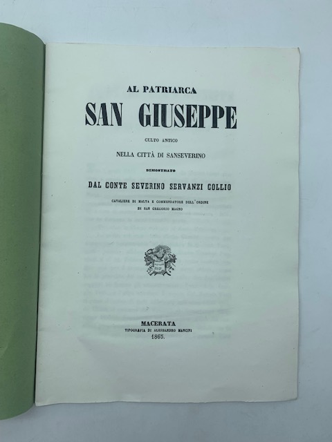 Al patriarca San Giuseppe culto antico nella citta' di Sanseverino