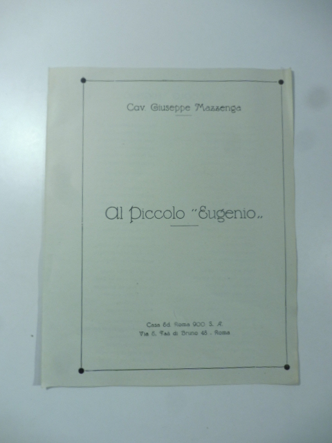 Al piccolo Eugenio