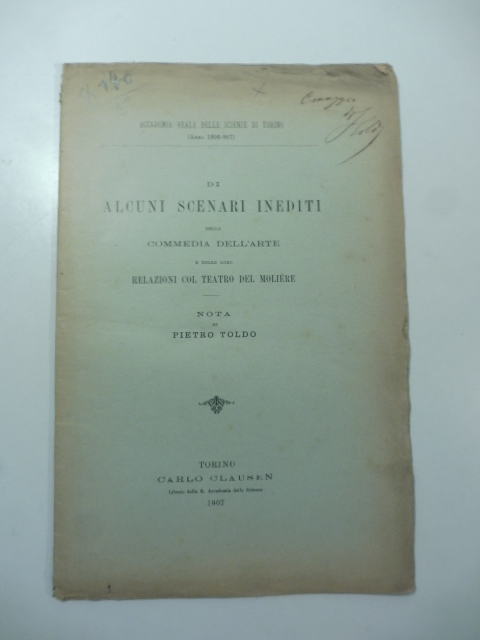 Alcuni scenari inediti della Commedia dell'arte e delle loro relazioni …