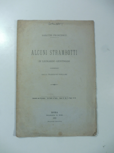 Alcuni strambotti di Leonardo Giustiniani conservati dalla tradizione popolare