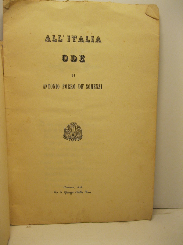 All'Italia. Ode di Antonio Porro De' Somenzi