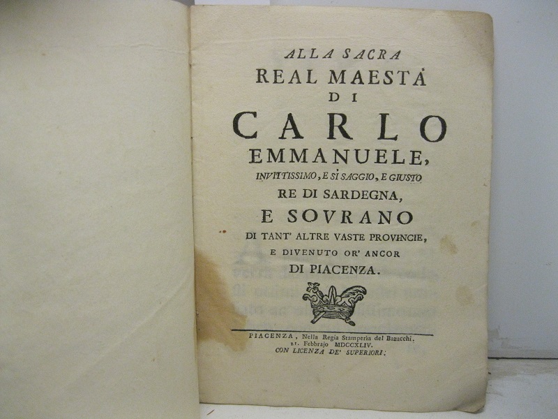 Alla Sacra Real Maesta' di Carlo Emmanuele invittissimo, e si …