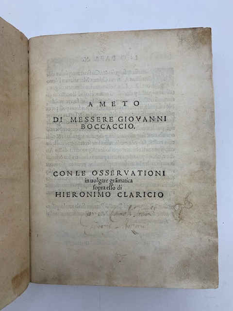 Ameto di Messere Giovanni Boccaccio con le osservationi in volgare …