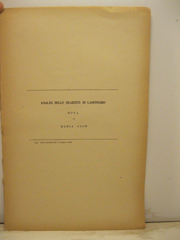 Analisi delle quarzite di Lagonegro. Nota