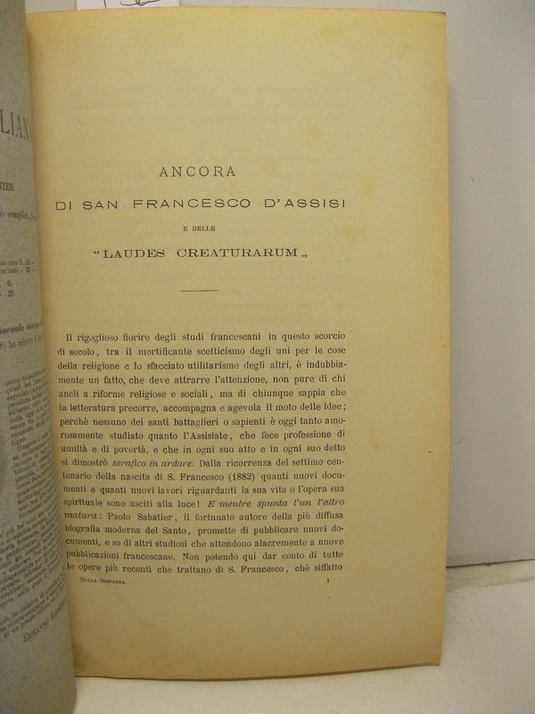Ancora di S. Francesco d'Assisi e delle 'laudes creaturarum'