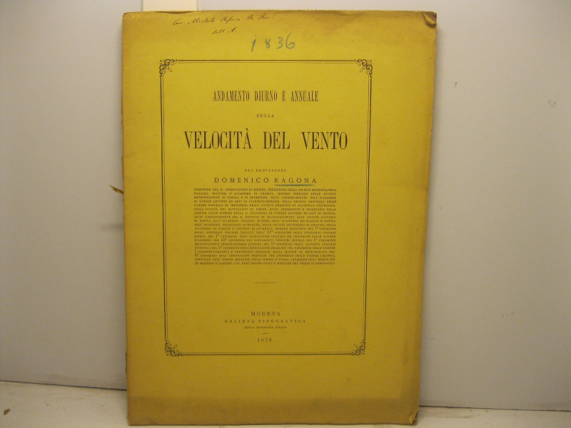 Andamento diurno e annuale della velocita' del vento