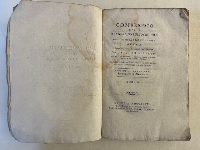 Antichita' delle arti, invenzioni e macchine comprese nelle Transazioni filosofiche …