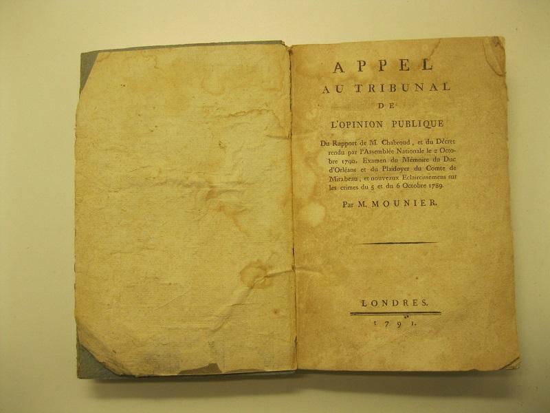 Appel au tribunal de l'opinion publique du rapport de M. …