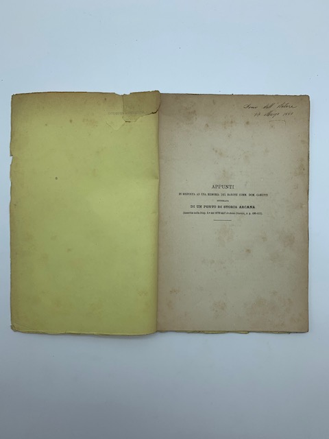 Appunti in risposta ad una memoria del Barone Comm. Dom. …