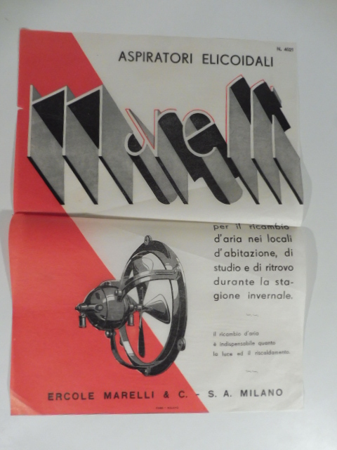 Aspiratori elicoidali Marelli. Foglio pubblicitario
