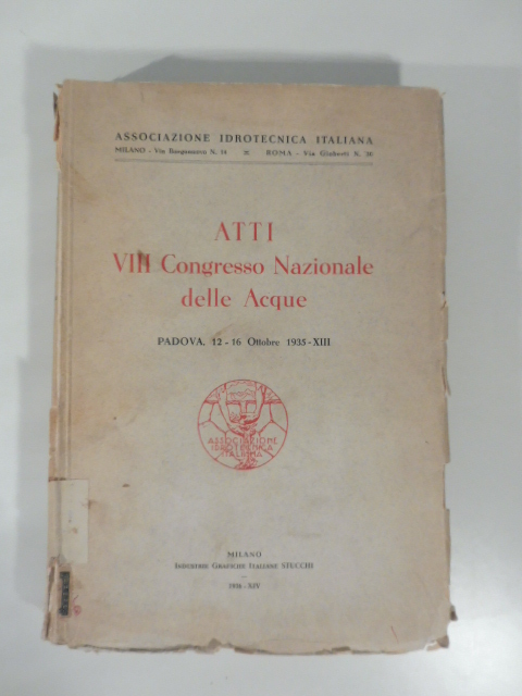 atti VIII Congresso Nazionale delle Acque Padova 12 - 16 …