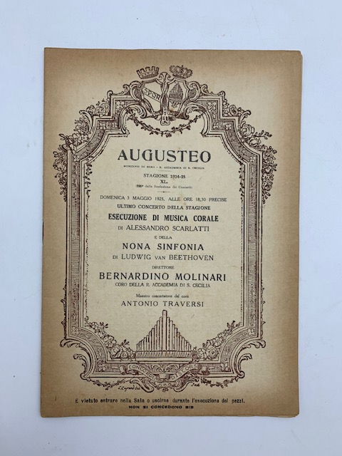 Augusteo.Esecuzione di musica corale di Alessandro Scarlatti e della nona …
