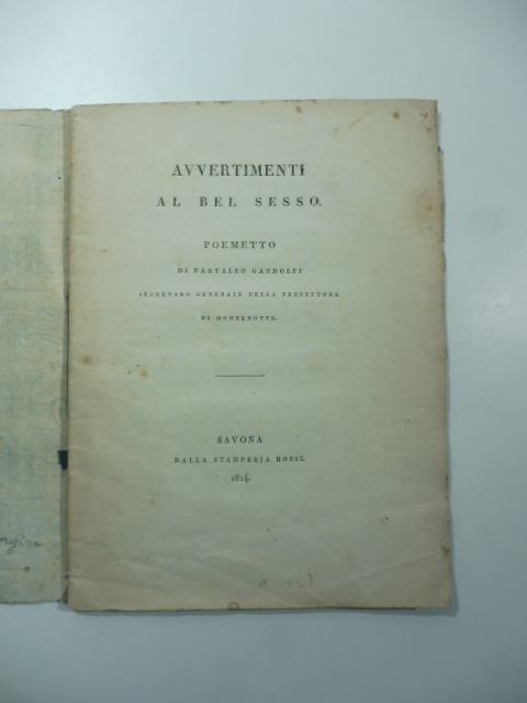 Avvertimenti al bel sesso. Poemetto