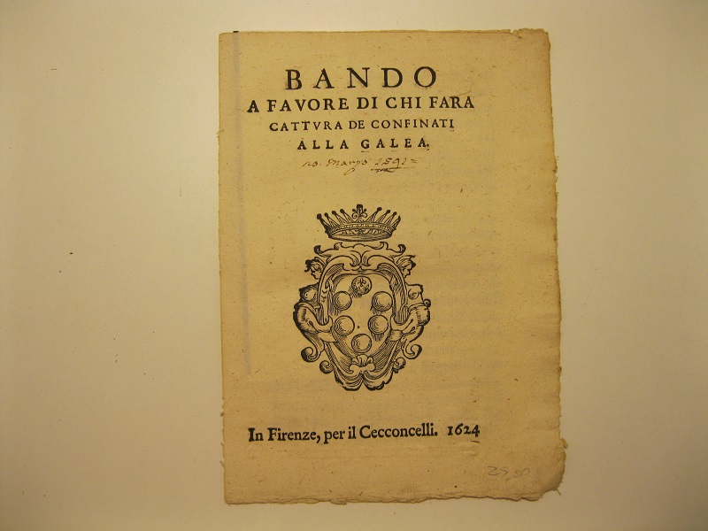 Bando a favore di chi fara' cattura dei confinati alla …