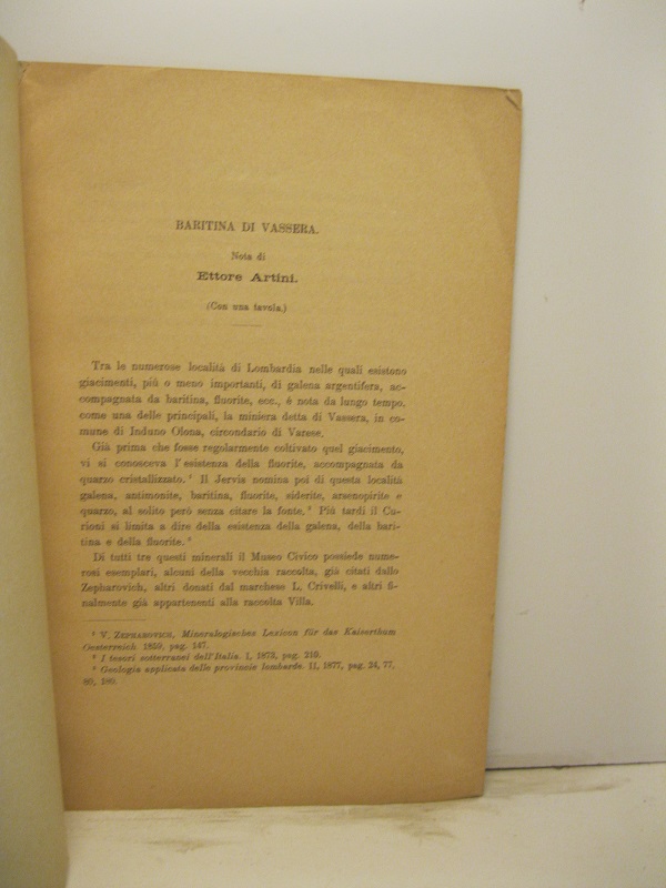 Baritina di Vassera. Nota (con una tavola)
