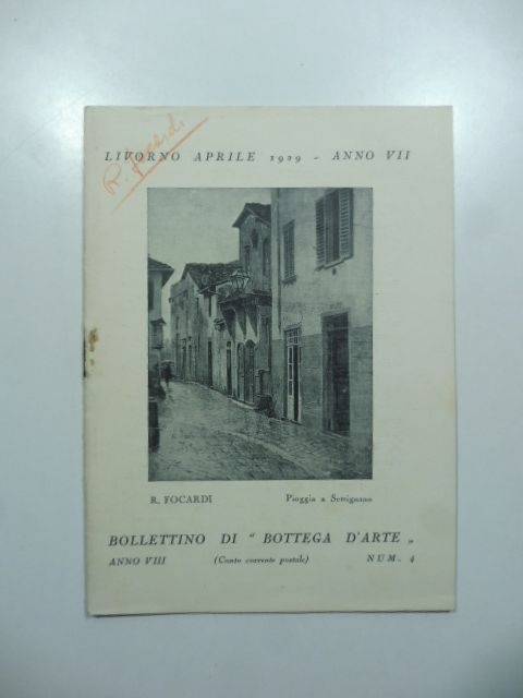 Bollettino di Bottega d'Arte, Livorno, num. 4, aprile 1929. Ruggero …