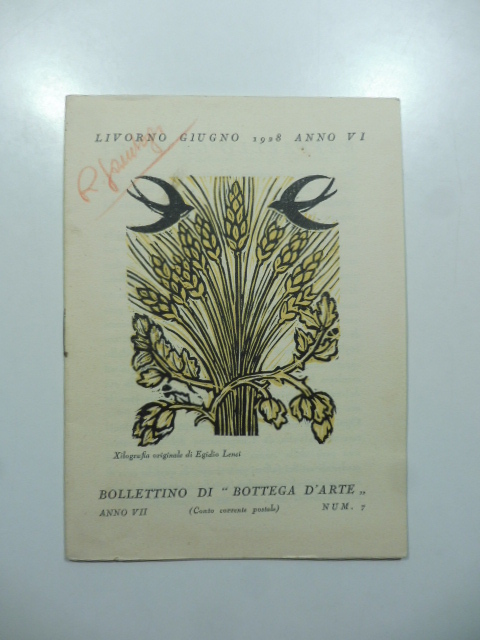 Bollettino di Bottega d'Arte, Livorno, num. 7, giugno 1928. Raffaello …