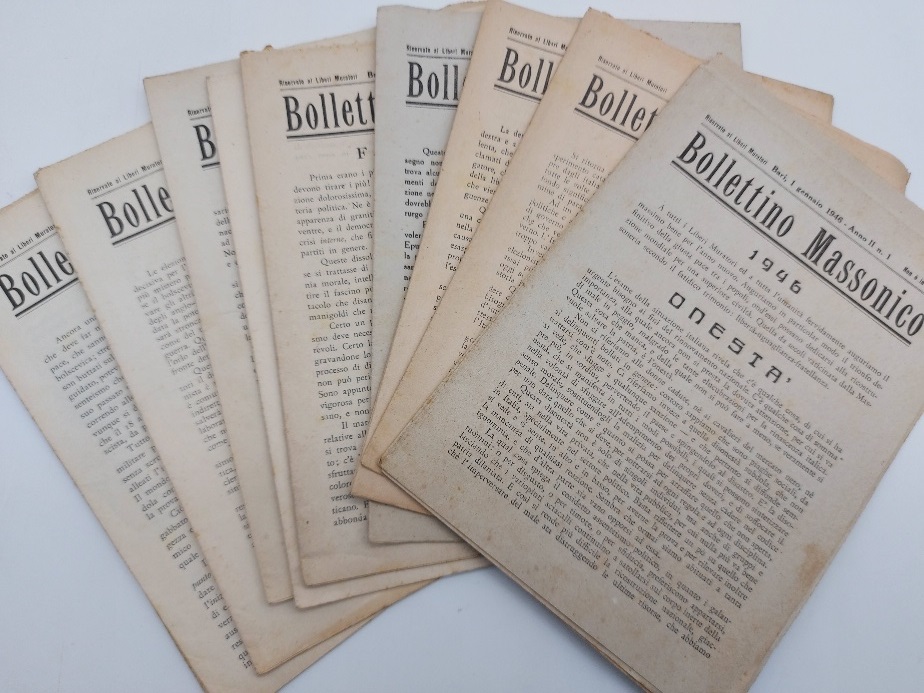 Bollettino Massonico riservato ai Liberi Muratori, Bari. Insieme di 11 …
