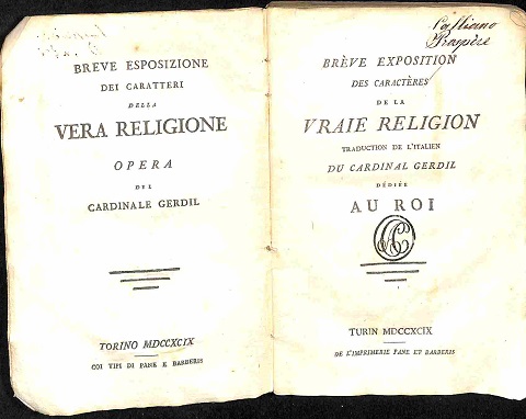 Breve esposizione dei caratteri della vera religione. Breve exposition des …