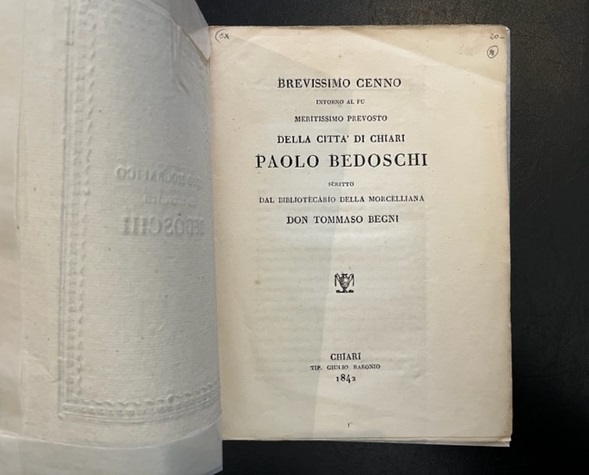 Brevissimo cenno intorno al fu meritissimo prevosto della citta' di …