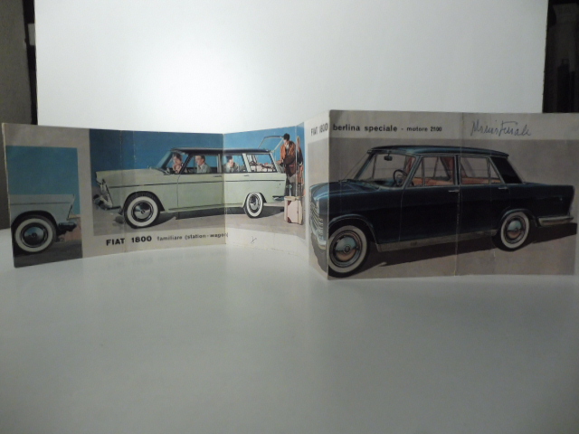 Brochure pubblicitaria Fiat 1100, Fiat 1200, Fiat 600, Fiat 1800, …