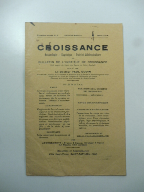 Bulletin de l'Institut de Croissance publie' par Le Docteur Paul …