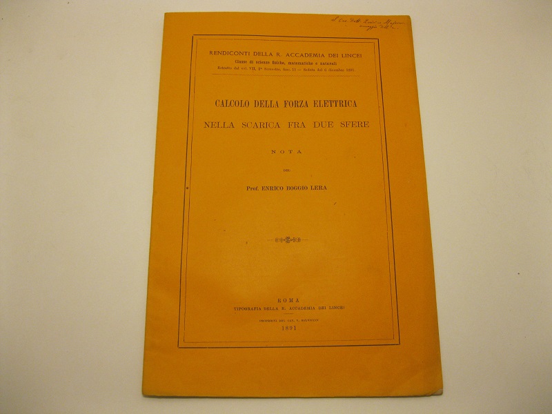 Calcolo della forza elettrica nella scarica fra due sfere. Nota