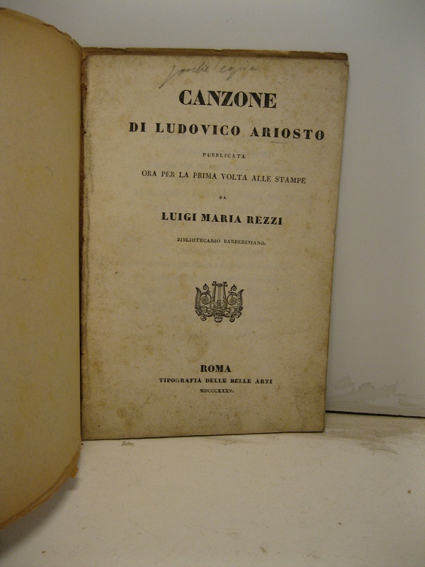 Canzone pubblicata ora per la prima volta alle stampe da …