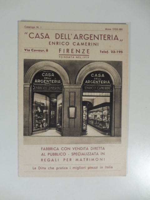 Casa dell'argenteria Enrico Camerini, Firenze. Pieghevole pubblicitario