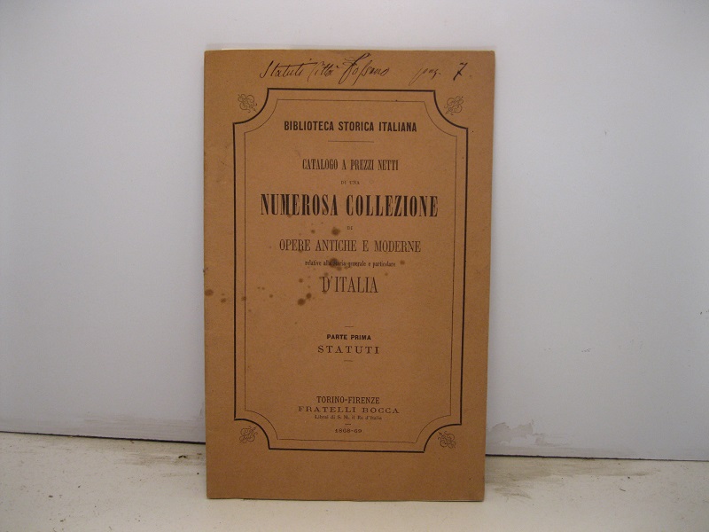 Catalogo a prezzi netti di una numerosa collezione di opere …