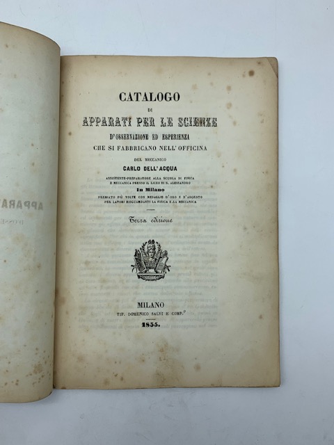 Catalogo di apparati per le scienze d'osservazione ed esperienza che …