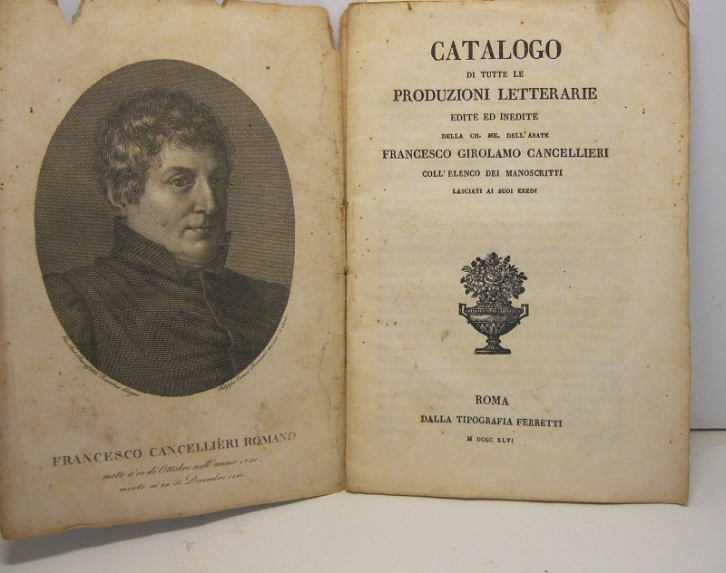 Catalogo di tutte le produzioni letterarie edite ed inedite della …