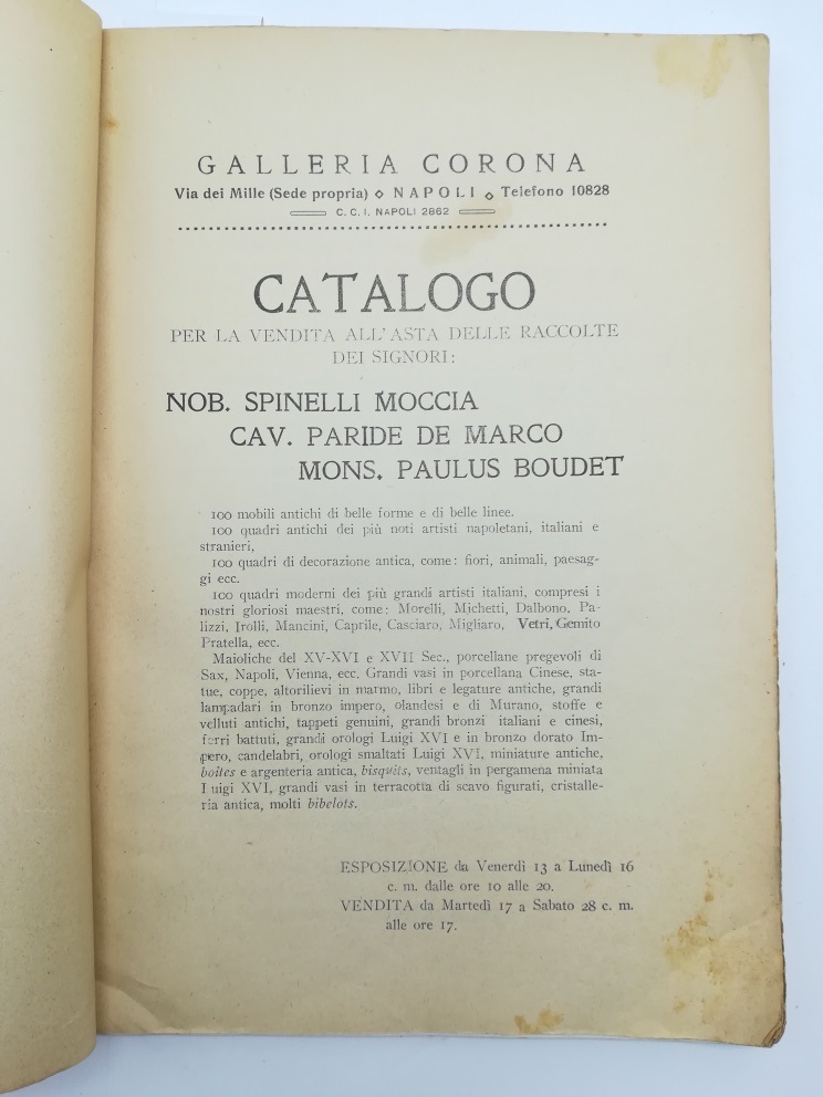 Catalogo per la vendita all'asta delle raccolte dei signori Nob. …