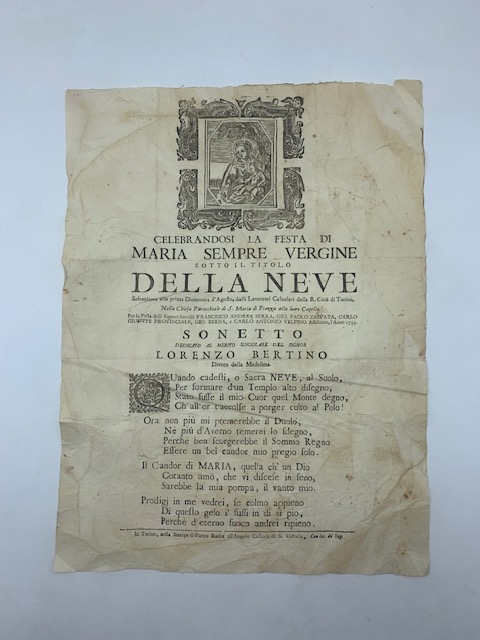 Celebrandosi la festa di Maria sempre Vergine sotto il titolo …