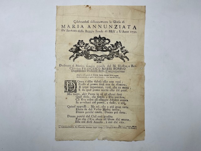 Celebrandosi solennemente le glorie di Maria Annunziata da' Studenti delle …