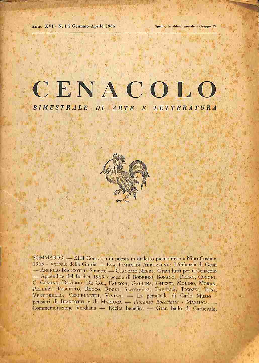 Cenacolo. Bimestrale di arte e letteratura a cura del Cenacolo, …