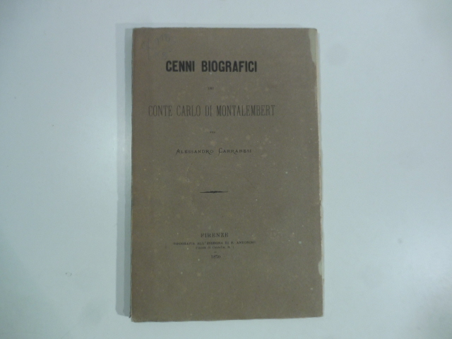 Cenni biografici del Conte Carlo di Montalembert