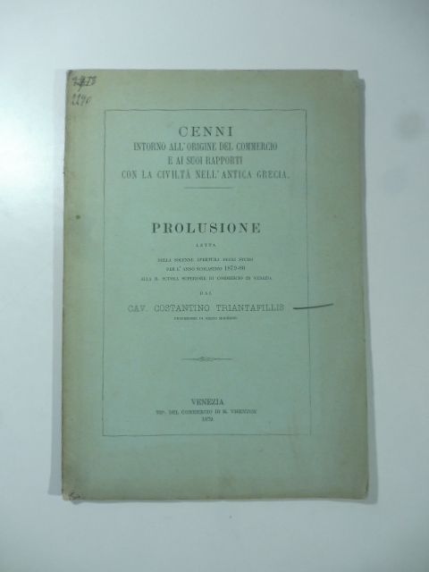 Cenni intorno all'origine del commercio e ai suoi rapporti con …