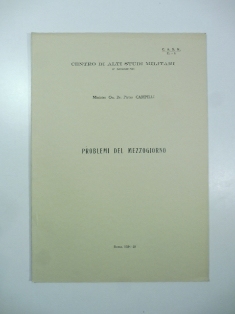 Centro di Alti studi militari. Problemi del Mezzogiorno