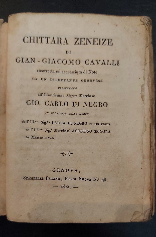 Chittara zeneize.ricorretta ed accresciuta di note di un dilettante genovese