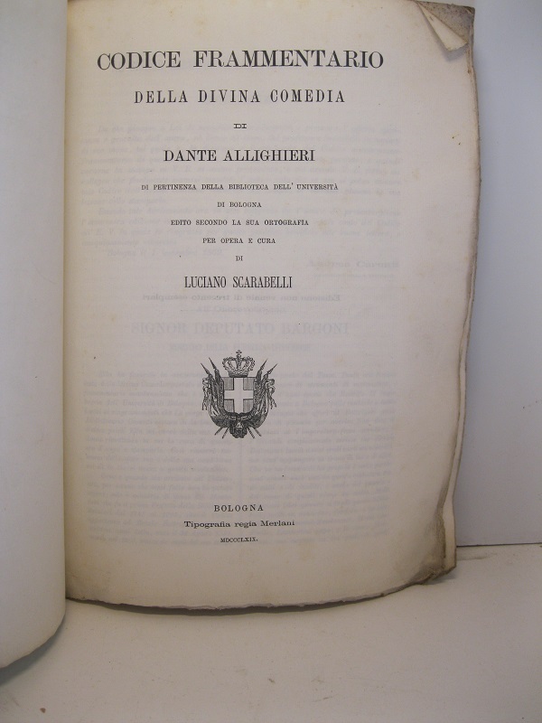 Codice frammentario della Divina Comedia di Dante Allighieri di pertinenza …